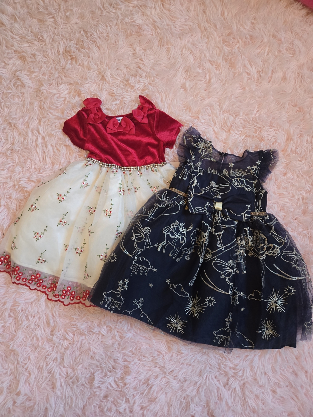 Blueberi Boulevard Red & Navy Girls' Holiday Party Dress Set